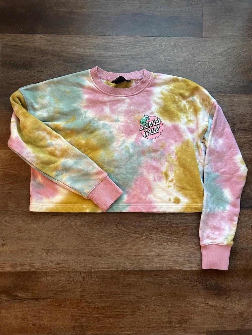 Santa Cruz Tie Dye Graphic Cropped Sweatshirt Women's Small